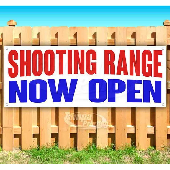 Shooting Range Now Open 13 oz Vinyl Banner With Metal Grommets