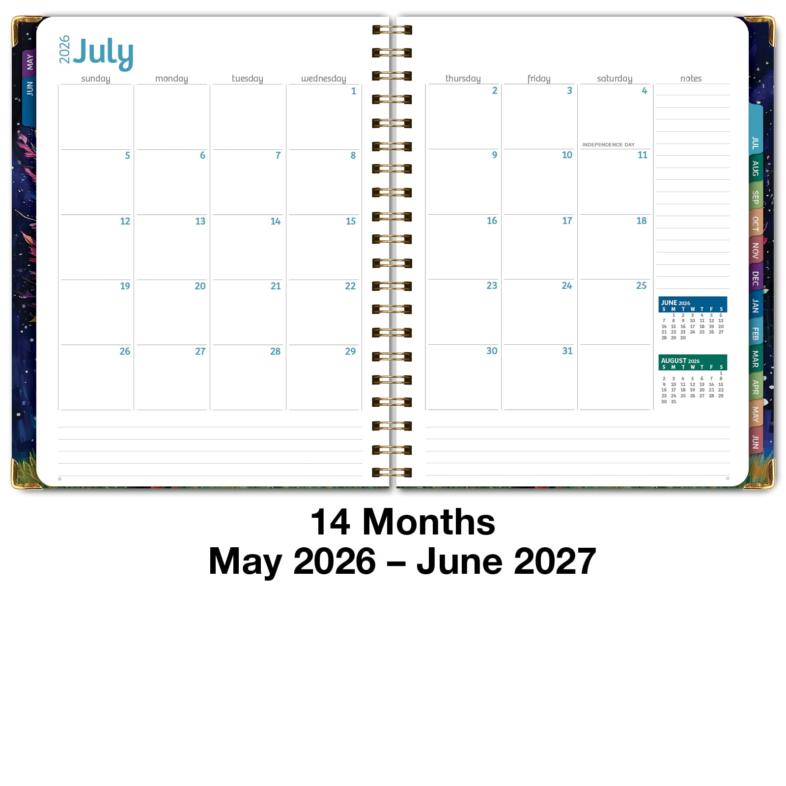2026-2027 Excello Brands 8.5" x 11" Academic Year Hardcover Fashion Planner, Weekly/Monthly, 14 Month, Black Tree Seasons