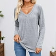 thumbnail image 2 of Arlun,Women's Plus Size Plain T Shirts Casual V Neck Soft Comfy Simple Tshirts Womens Lightweight Breathable Relaxed Fit Basic Tops Fall 2025 Light Gray M, 2 of 4