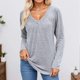 thumbnail image 1 of MHFRRA Camisetas de Mujer de Manga Larga Holgadas para Primavera y Otoño con Diseño Plisado Gris Claro, 1 of 3