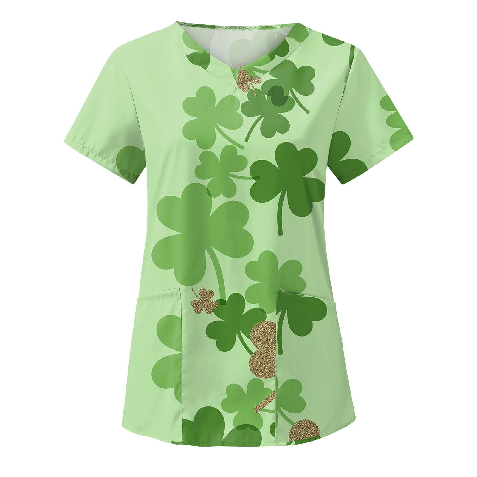 St. Patrick's Day Scrub Tops for Women Trendy V Neck Floral Print ...