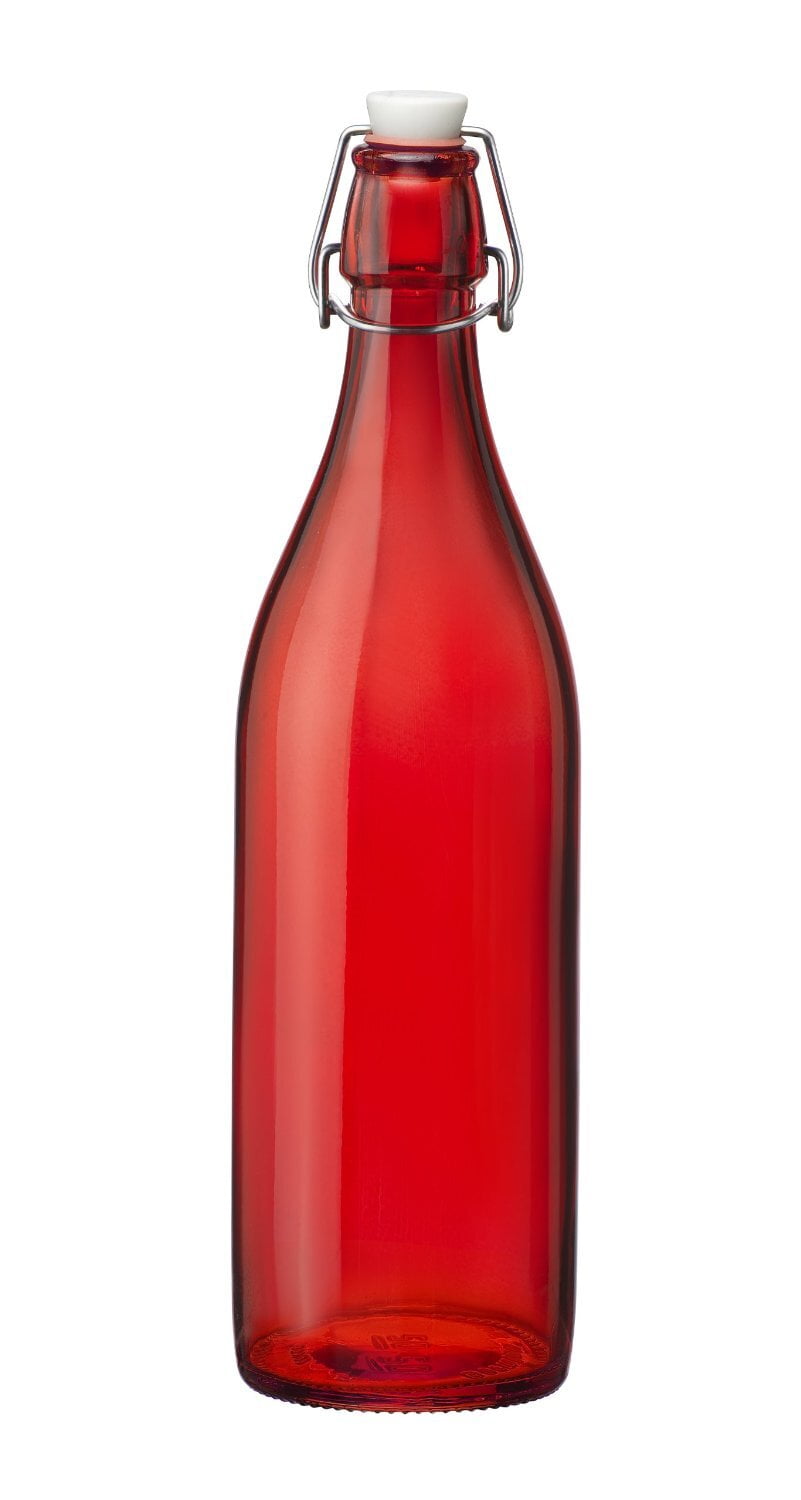1 Ruby Red Colored Glass Bottle 11 Inches 