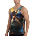 thumbnail image 2 of Gukieu Cool Cat With Sunglasses Print Men's Quick Dry Fitness Vest, Round Neck Sleeveless Fitness Bodybuilding Top-XX-Large, 2 of 7