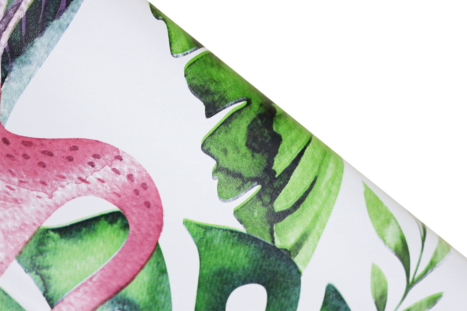 Watercolor Flamingo Tropical Peel and Stick Wallpaper Removable Green/Pink Vinyl Self Adhesive Shelf Liner 17.7in x 9.8ft