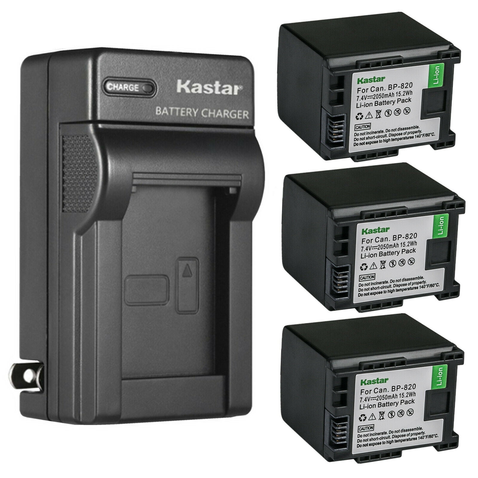 Kastar 3-Pack BP-820 Battery and AC Wall Charger Replacement for Canon XA40 XA45 XA50 XA55 VIXIA HF G21 VIXIA HF G30 VIXIA HF G40 VIXIA HF G50 UHD 4K VIXIA HF G60 VIXIA GX10 Camera