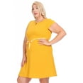 thumbnail image 2 of Women's Plus Size Solid Round Neck Front Cutout Short Sleeve Flared A Line Dresses, 2 of 6