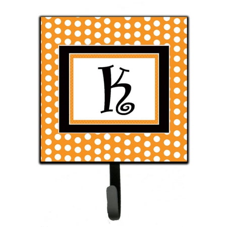 

Letter K Initial Monogram - Orange Polkadots Leash or Key Holder