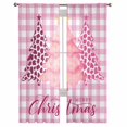 thumbnail image 2 of Pink Christmas Trees Sheer Curtains 72 Inches Long, Leopard Print Xmas Tree Winter Plaid Light Filtering Window Curtains for Living Room, Rod Pocket Voile Sheer Curtain Drapes, 52"Wx72"L, 2 Panels, 2 of 9