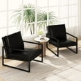 thumbnail image 6 of AWQM Modern PU Leather Accent Chair Arm Chair with Extra-Thick Padded Backrest and Seat Cushion Sofa Chairs for Living Room Bedroom, 105 Degree Slant Back, Non-Slip Adsorption Feet, Black, 6 of 7