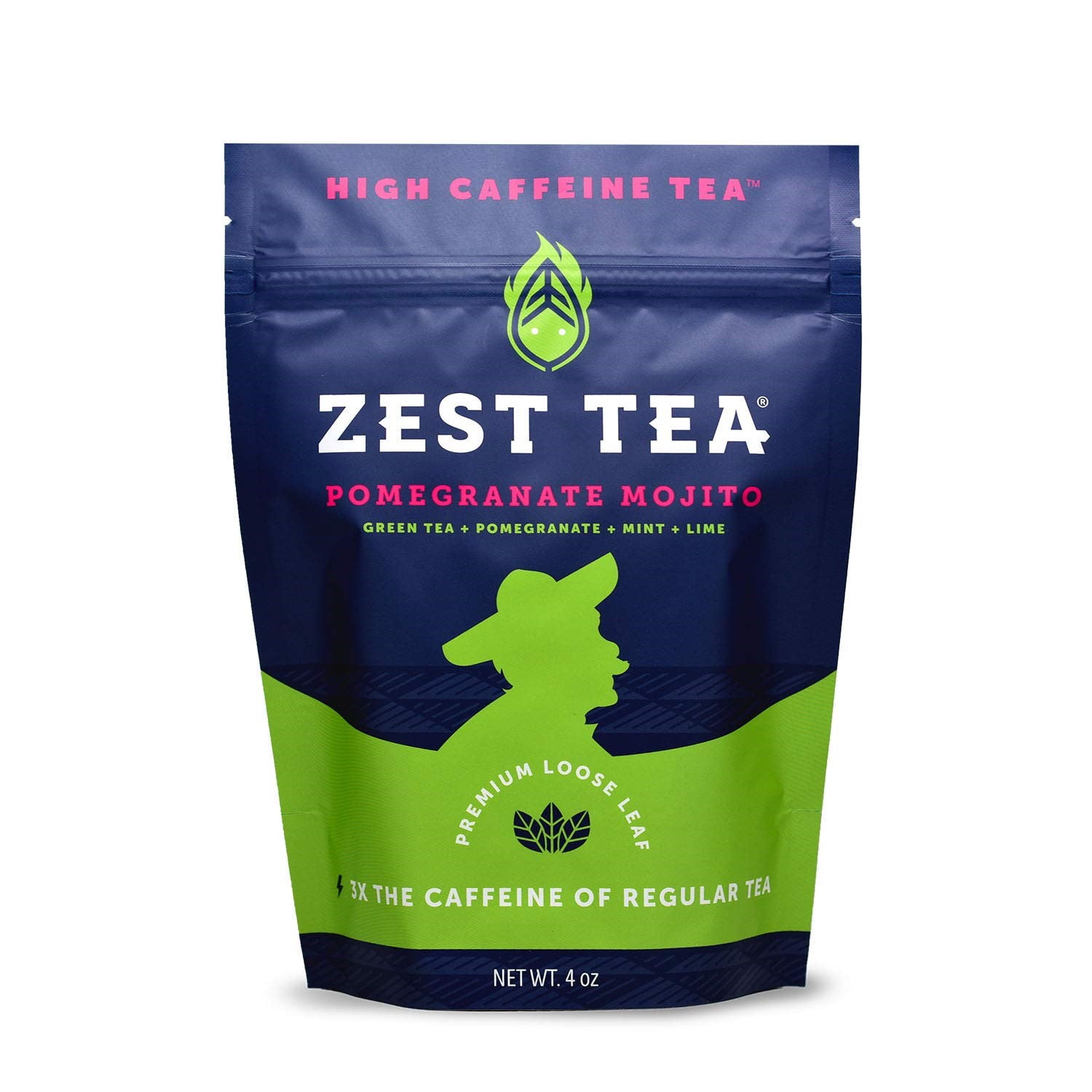 Zest Tea Premium Energy Hot Tea, High Caffeine Blend Natural & Healthy Traditional Black Coffee Substitute, Perfect for Keto, 135-150 mg Caffeine per Serving, 4 Oz Loose Leaf (Apple Cinnamon Black Tea, 4 oz Loose Leaf (50 Servings)) (Pomegranate Mojito Green Tea, 4 oz Loose Leaf (50 Servings)) (Pomegranate Mojito Green Tea, 4 oz Loose Leaf (50 Servings))