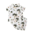 thumbnail image 3 of Boys Outfits Loose Coconut Tree Print Lapel Short Sleeve Shirt Top And Shorts 2 Piece Daily Wear Baby Boys' Clothing Sets Size 12-18 Months, 3 of 9