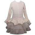 thumbnail image 2 of Bonnie Jean Ivory Cable Knit Sweater Christmas Dress Little Girls, 2 of 2