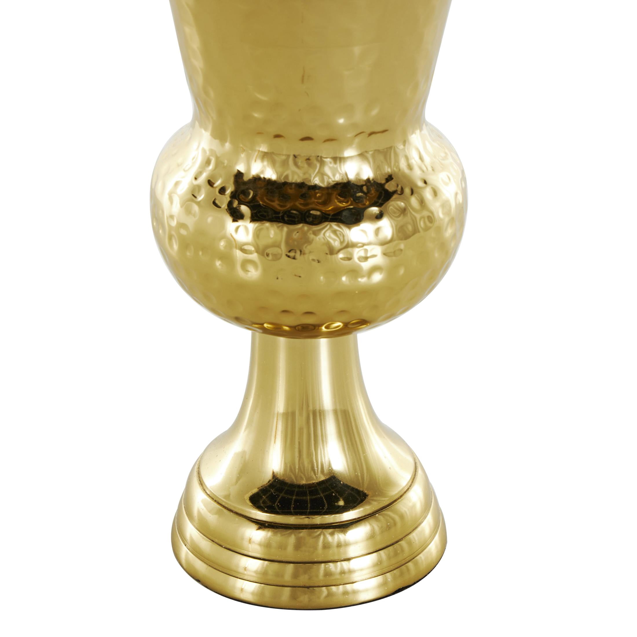 DecMode 11" Goblet Inspired Hammered Gold Aluminum Metal Vase