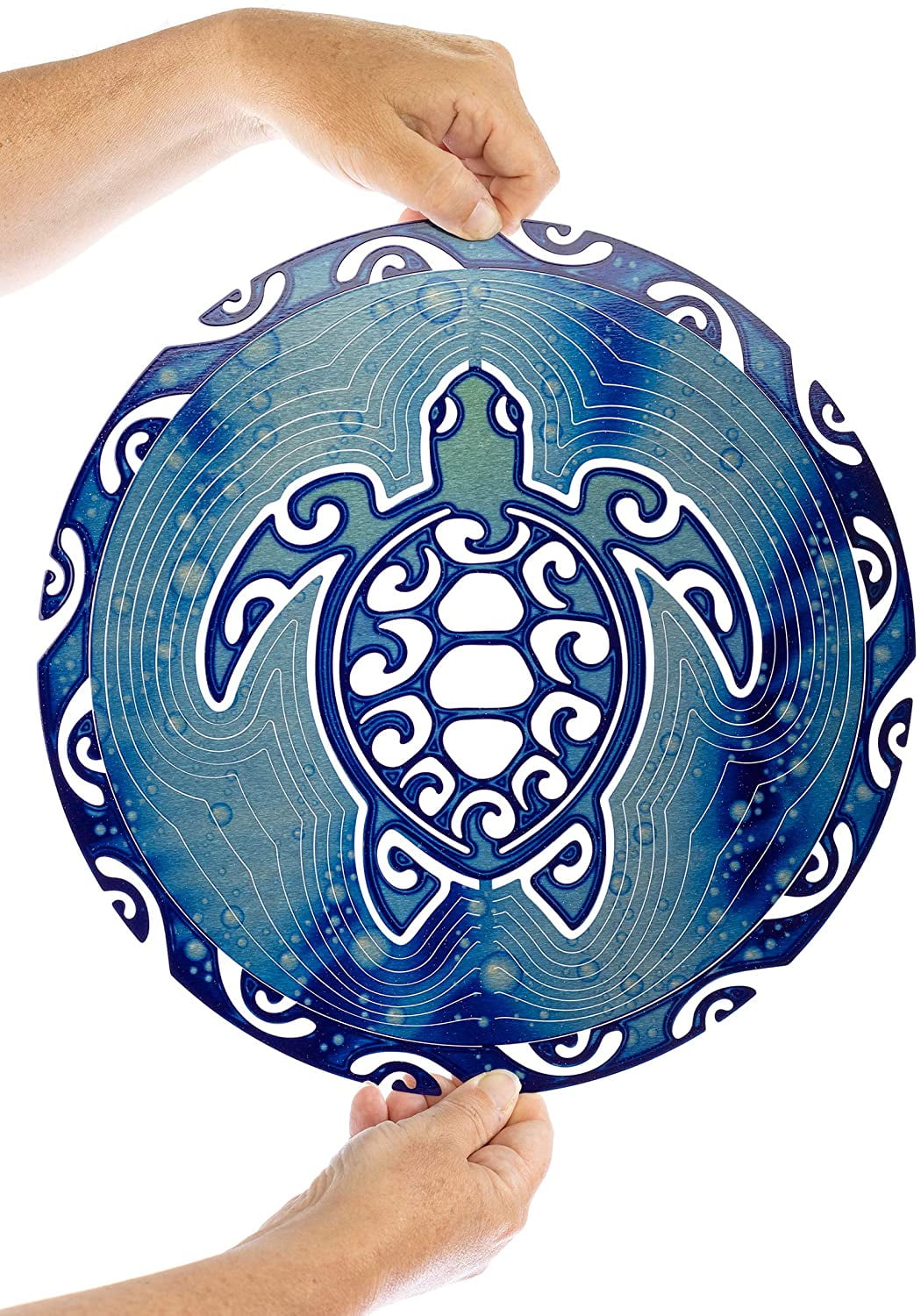 Sea Turtle Wind Chimes, Sea Turtle Wind Spinner, Tribal Turtle 3D Metal Outdoor Garden Decor Wind Spinner, for Yard and Garden