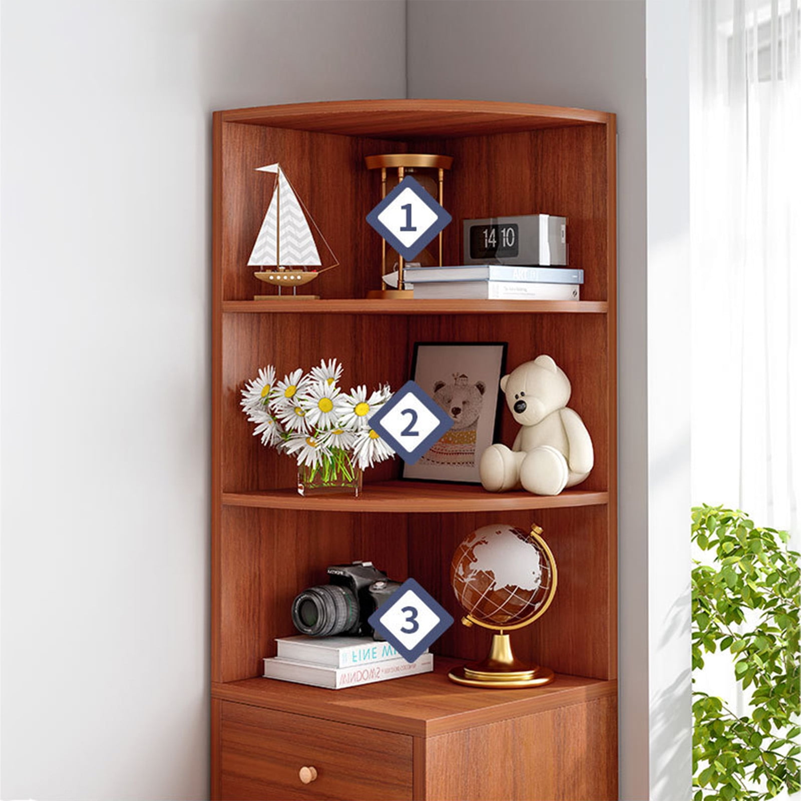 Buy Wooden Standing Corner Storage Home Tall Corner