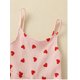 thumbnail image 5 of Día de San Valentín bebé niña sin mangas Halter mono acanalado Flare Romper Bell Bottoms trajes XBTCLXEBCO Rosa, 3-4 años, 5 of 6