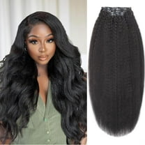 LUVME HAIR Hair 22" Clip ins Extensions Real Human Hair Fullness Kinky-straigh for Women