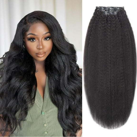 LUVME HAIR Hair 22" Clip ins Extensions Real Human Hair Fullness Kinky-straigh for Women