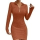 thumbnail image 1 of mfyjkho Vestidos de tallas grandes, Vestido de punto de manga larga con cremallera en la cintura y solapa de color liso para mujer Vestidos para invitadas de boda para mujer m, 1 of 6