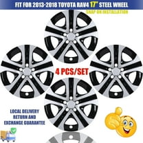 17" Set of 4 Hubcaps Wheel Rims Cover for2013-2018 Toyota Rav4 Compatible with Steel Wheels Snap on Installation(17-inch,Silver Lacquer & Black Lacquer)