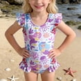 thumbnail image 2 of Rhuody Swimsuit For Girls 6-7 Years One Piece Long Sleeve Swimwears Cartoon Printed Sun With Bikini Style Comfy Bathing Suit Purple, 2 of 8