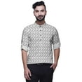 thumbnail image 4 of BESTMAN Chemises à Manches Retroussables Imprimées pour Hommes Kurta Courte Chemise à Col Mandarin, 4 of 6
