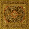 thumbnail image 1 of Ahgly Company Machine Washable Indoor Square Medallion Yellow Traditional Area Rugs, 6' Square, 1 of 4