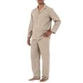 thumbnail image 2 of HAJWOH Mens Pajama Set, Soft Long Sleeve Pajamas Lightweight Button Up Sleepwear Lounge Pjs Set, 2 of 5
