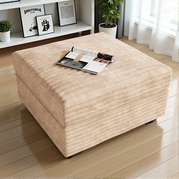 XIZZI 32" Ottoman for Modular Sectional Sofa, Oversized Cloud Couch with Plush Corduroy Deep Seat, Modern Sectional Couches Sofas for Living Room, Beige