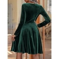thumbnail image 6 of Women'S Velvet Dress Long Sleeve Cocktail Dresses Flare Swing Mini Prom Dress for Wedding Guest Green L, 6 of 7