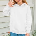 thumbnail image 4 of Cowsor Cute Hoodie for Teen Girls Trendy Solid Color Preppy Hooded Sweatshirts Kids Pullover Long Sleeve School Outfits, 4 of 7