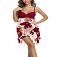 thumbnail image 4 of PENGXIANG Women Swimsuit Plus Size Spaghetti Strap Irregular Beach Tops Swimming Shorts, 4 of 6