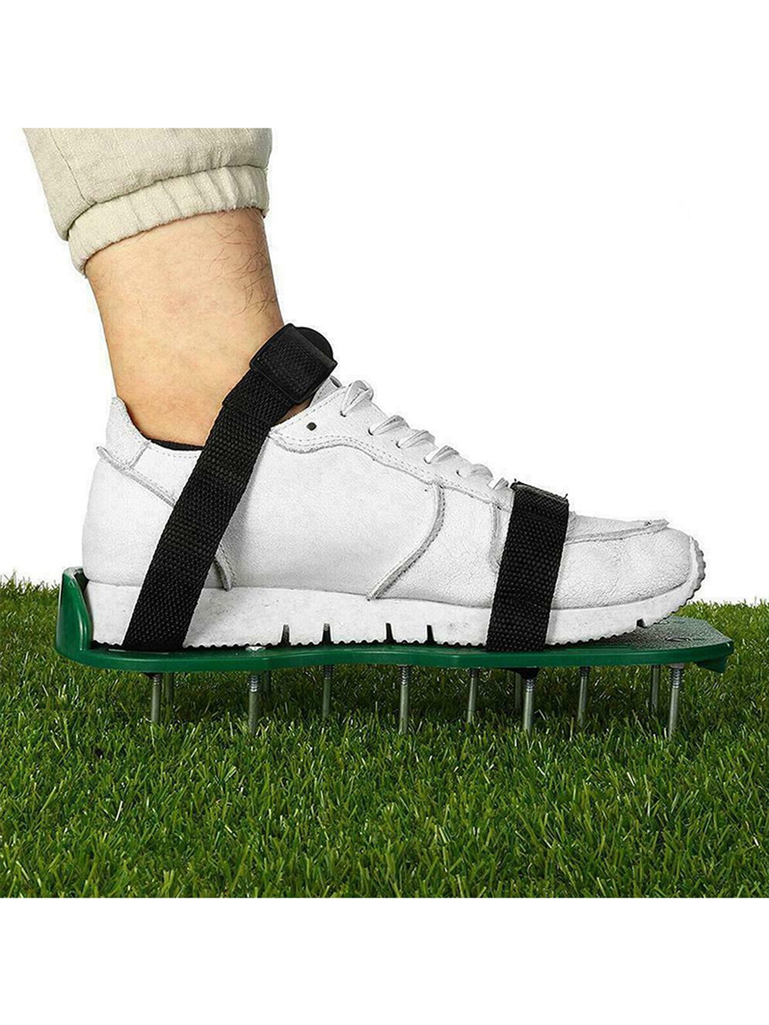 SING F LTD Pair of Black Lawn Care Garden Grass Lawn Aerator Spike Sandals Strap Shoes Garden Tools