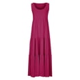 thumbnail image 3 of LYXSSBYX Maxi Dresses for Women 2024 Clearance Women's Casual Loose Solid Round Neck Sleeveless Long Dress, 3 of 5