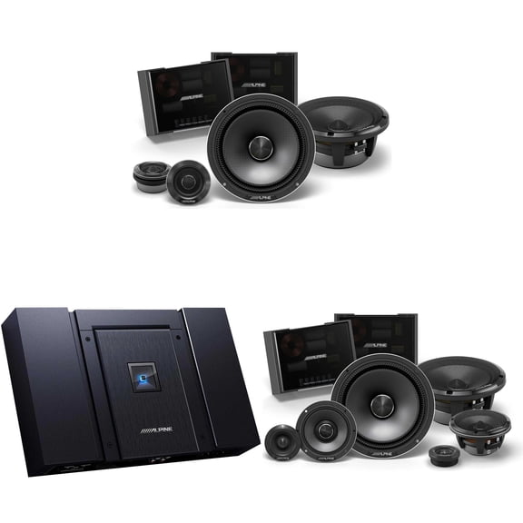 Alpine HDA-F60 Status Hi-Res 4-Ch Amp & HDZ-653S 6.5" Slim 3-Way w/ HDZ-65C 6.5" Audio Upgrade Bundle