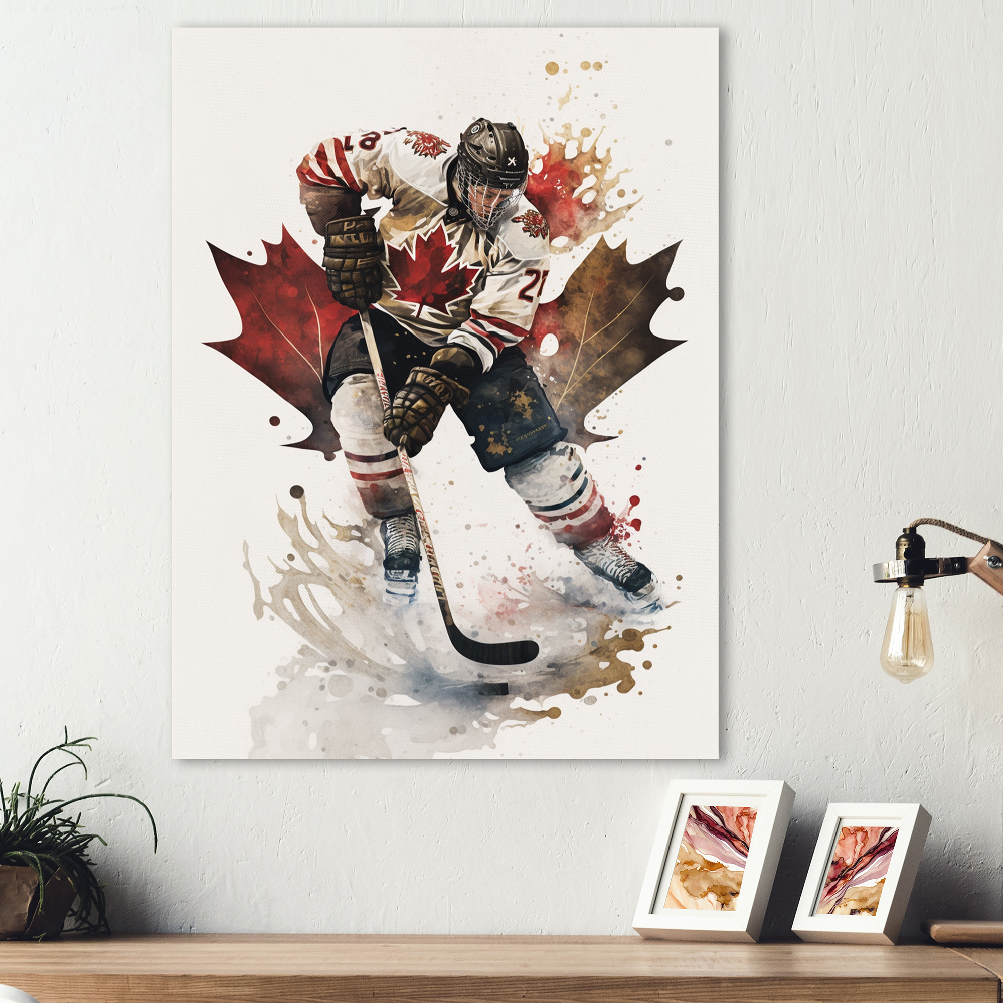Designart Canadian Hockey Player In Action III Canvas Wall Art