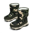 thumbnail image 2 of Boys Girls Snow Boots Toddler Outdoor Winter Warm Waterproof Anti-Slip Anti-Collision Calf Hight Slip Resistant Cold Weather Fur Lined Shoes Skiing Bootie (Toddler/Little Kid/Big Kid) Green camo 26, 2 of 7