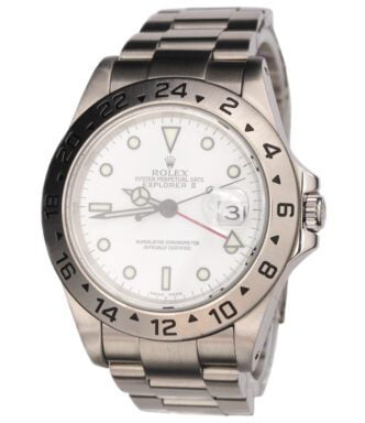 Pre-Owned Mens Rolex Stainless Steel Explorer II Watch White Dial 16570