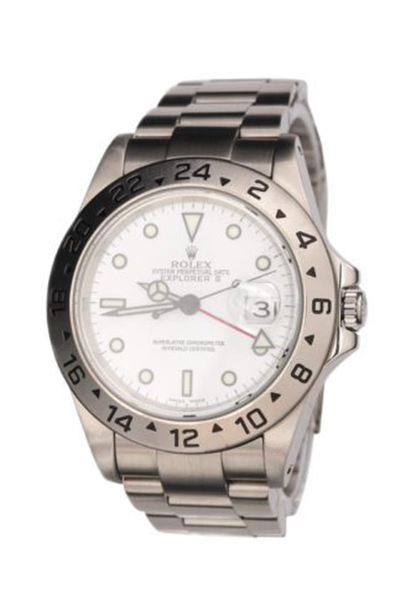 Pre-Owned Mens Rolex Stainless Steel Explorer II Watch White Dial 16570
