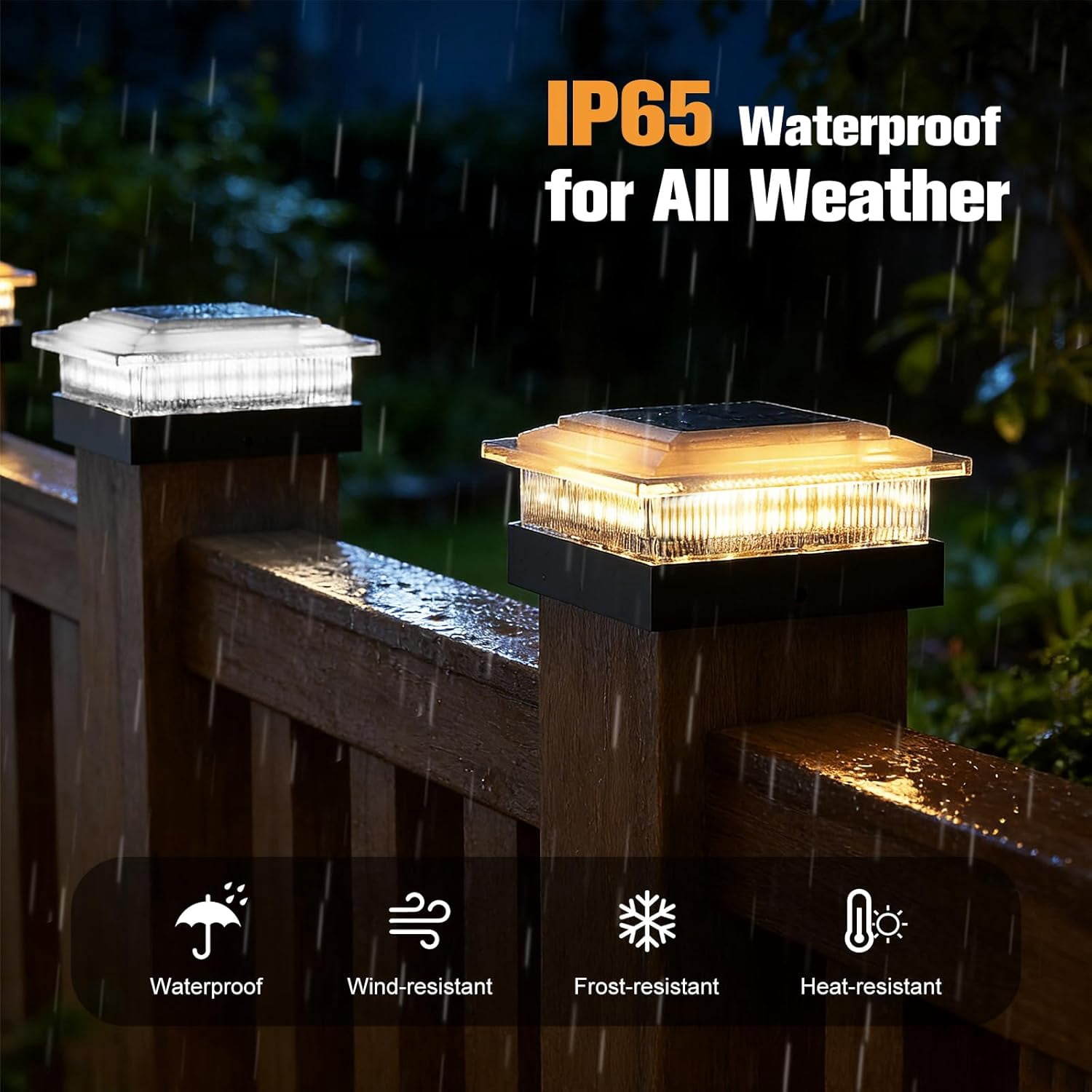 4x4 Solar Post Cap Lights 12 Pack, 4 Modes Outdoor Post Lights Solar Powered Dusk to Dawn Outdoor Post Light Solar Light for 4x4 3.5x3.5 Fence Post Mailbox Post -12 PACK