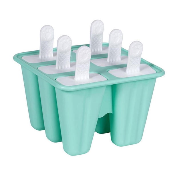 Toystoory Moldes de silicona para paletas de grado alimenticio de 6 cavidades, molde para paletas de silicona para cocina DIY, fabricante de helados Cocina y Comedor Verde Toystoory HA000007-01B