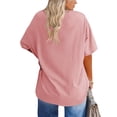 thumbnail image 3 of Short Sleeve Women's Plus Size Solid Color V-neck Casual Loose T-shirt Tops, 3 of 5