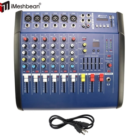 iMeshbean 1000W 6 Channel Professional Powered Mixer Power Mixing Amplifier Amp 16DSP USB