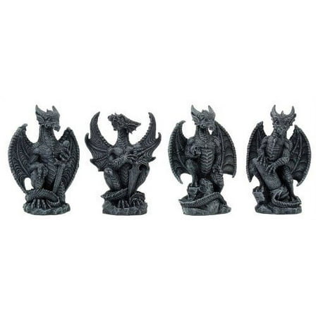 SMALL ANCIENT GUARDIAN DRAGONS SET OF 4 STATUE 4"TALL COLLECTOR FIGURINES