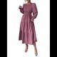 thumbnail image 1 of Vestido de Otoño para Invitada de Boda, con Mangas Largas, Volantes, Cuello Redondo, y Fluido. Púrpura L, 1 of 7