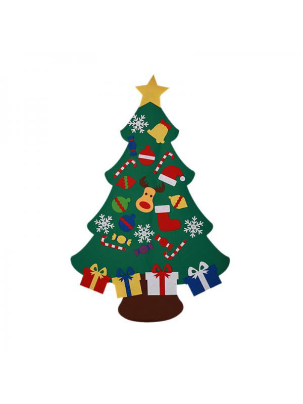 A Felt Christmas Tree 3ft DIY Christmas Tree Set with 26pcs Detachable Ornaments for Home Wall Door Hanging Decor