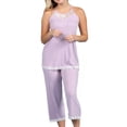thumbnail image 2 of Doublju Women's Sleeveless Racerback Lace Capri Pajama 2 Pcs Set (Plus Size Available), 2 of 4