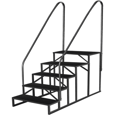 5-Step Pool Ladder with Handrail, 660 lb Capacity for Safe Access, Anti-Slip Mobile Home Stairs for Ground Swimming Pools