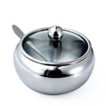thumbnail image 1 of Azucarero, azucarero de acero inoxidable con tapa y cuchara, recipiente pequeño con forma de tambor para condimentos para el hogar y la cocina, 1 of 6