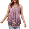 thumbnail image 6 of Summer Savings Clearance 2023! Tunic Tops for Women Loose Fit Casual Vintage Solid Color Pleated Sleeveless Crew Neck Tank Shirts, 6 of 7